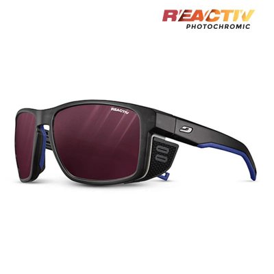 Julbo | Shield M - Translucent Black / Blue/ White with REACTIV 0-4 High Contrast lens