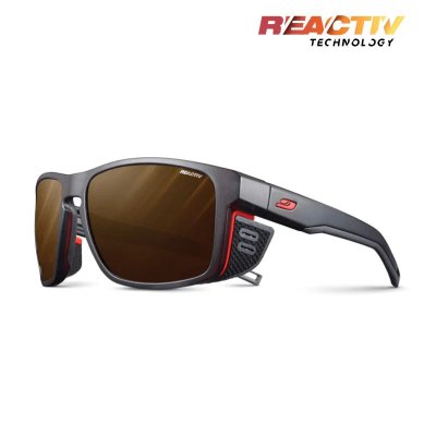 Julbo | Shield M - Black Transluscent / Neon Orange with REACTIV 2-4 Polarized lens