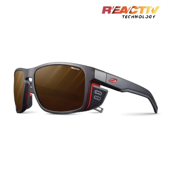 Julbo | Shield M - Black Transluscent / Neon Orange with REACTIV 2-4 Polarized lens