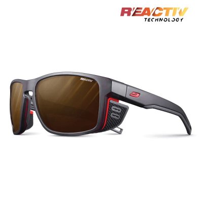 Julbo | Shield - Transluscent Black / Neon Orange with REACTIV 2-4 Polarized lens