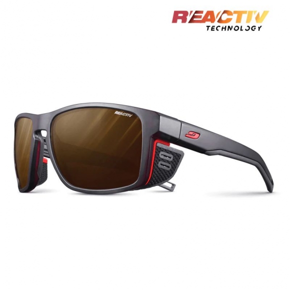 Julbo | Shield - Transluscent Black / Neon Orange with REACTIV 2-4 Polarized lens