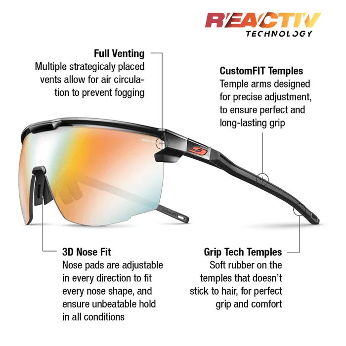 Julbo | Ultimate - Black / Red with REACTIV 1-3 Light Amplifier lens