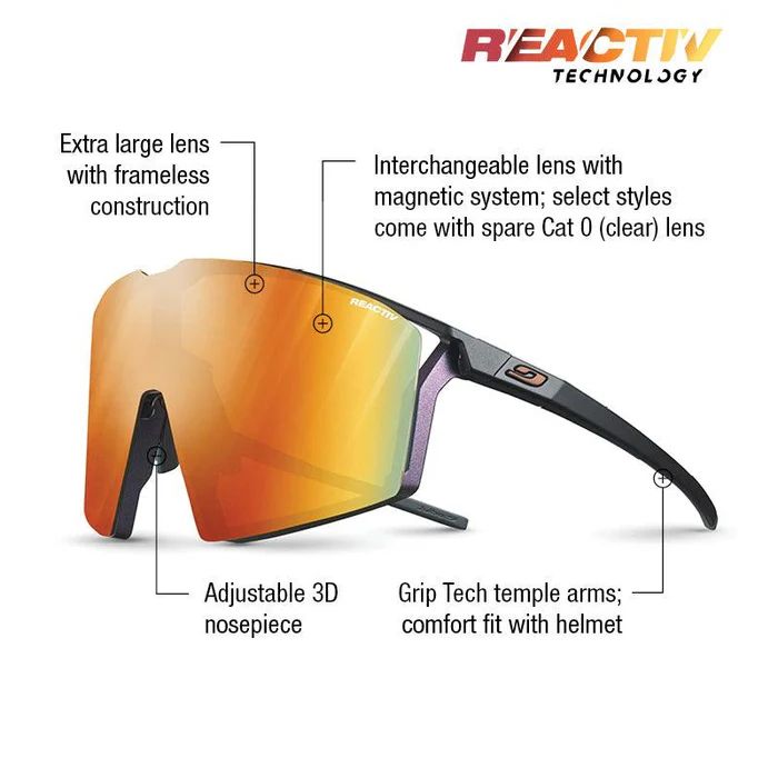 Julbo | Edge - Matte Black / Blue with REACTIV 1-3 Light Amplifier lens