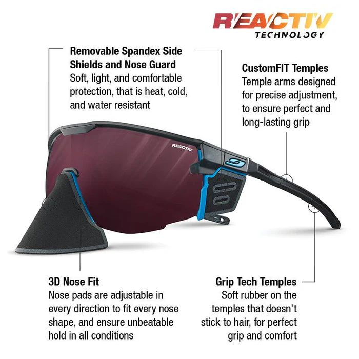 Julbo | Ultimate Cover - Black / Blue with REACTIV 0-4 High Contrast lens