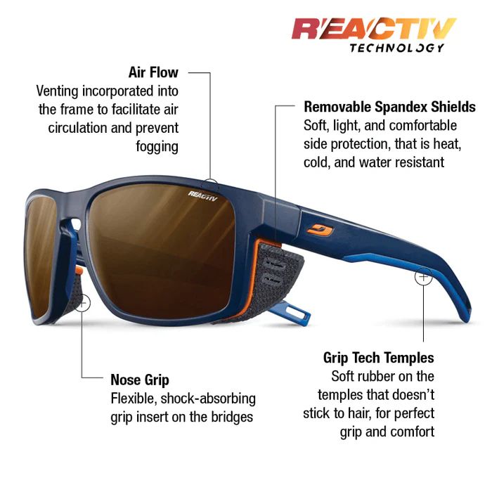 Julbo | Shield - Blue / Blue / Orange with REACTIV 2-4 Polarized lens