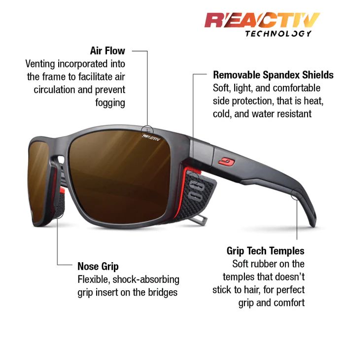 Julbo | Shield M - Black Transluscent / Neon Orange with REACTIV 2-4 Polarized lens