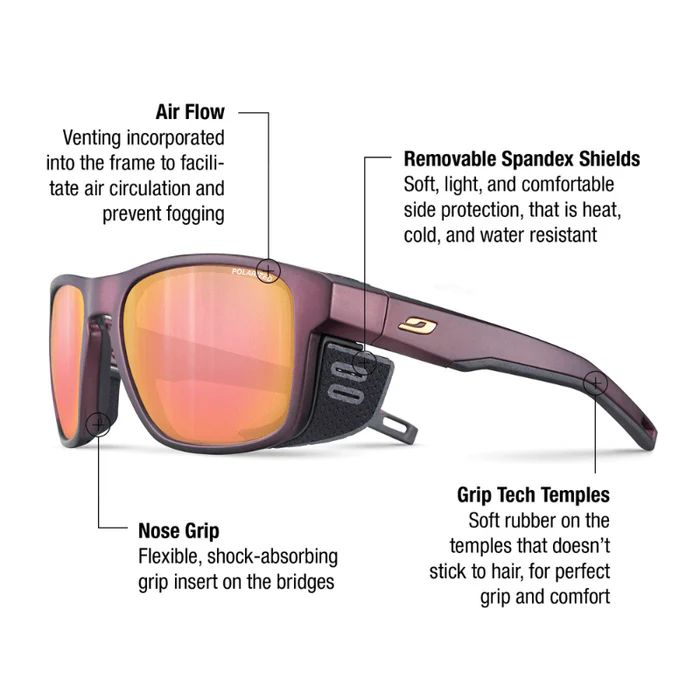 Julbo | Shield M - Burgundy / Gold with Spectron 3 Polarized lens