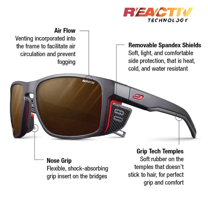 Julbo | Shield - Transluscent Black / Neon Orange with REACTIV 2-4 Polarized lens